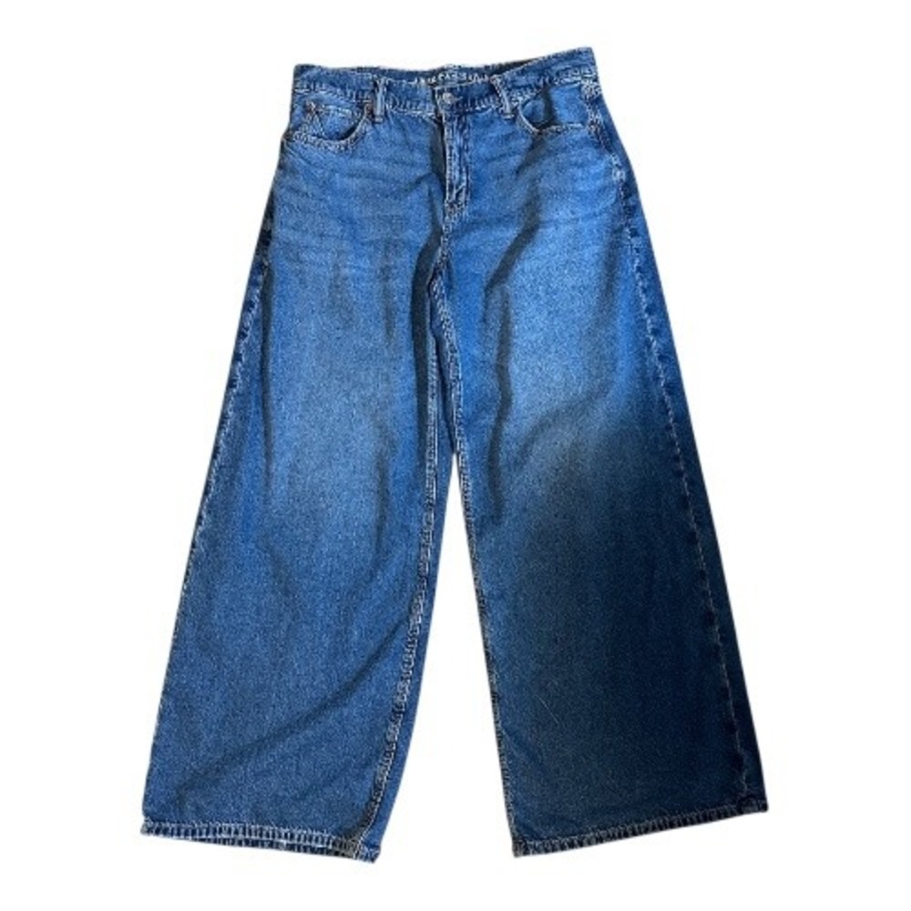 American Eagle Outfitters Strigid Ultra Wide Leg Jeans Women 10 Denim Low Rise